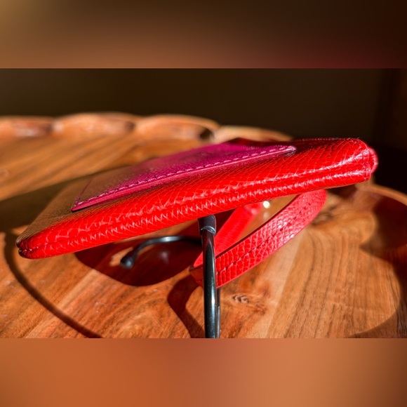 Coach Cardinal Pink Ruby Crossgrain Leather Small Wristlet F5314 - Picture 9 of 14